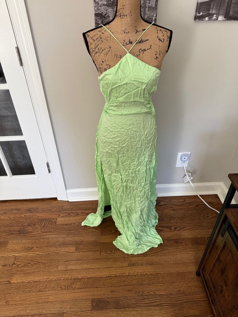 For Love & Lemons Pale Green Spaghetti Strap Maxi Dress